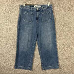 Paige Jeans Women's Size 32 Blue Denim Nellie Wide Leg Patch Pocket Jeans
